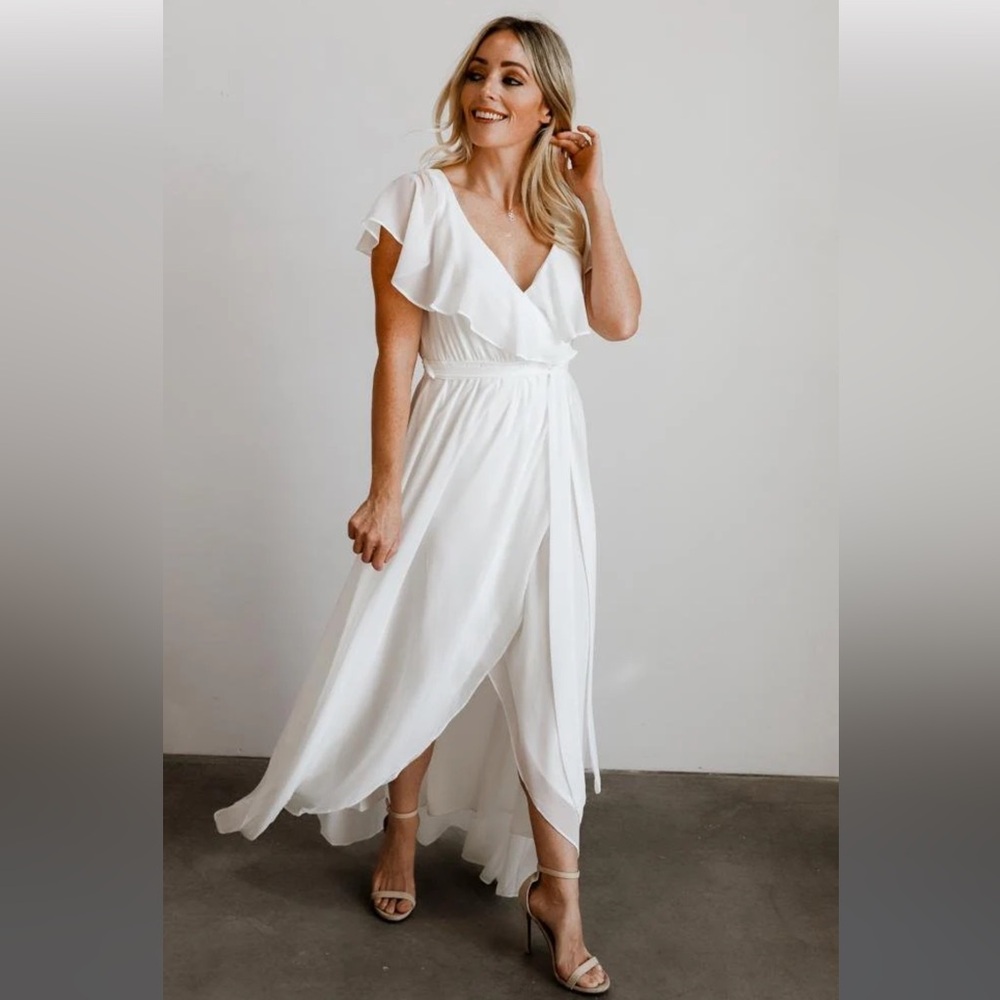 Brand New White Faux Wrap Dress